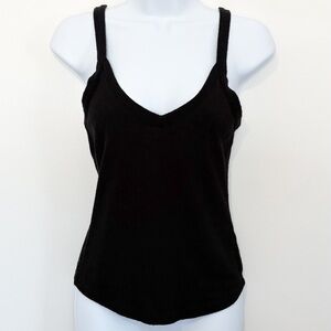 Free People FP Intimately Black Ribbed V-Neck Tank Top Size Medium